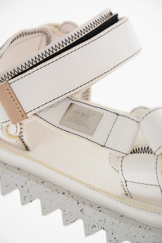 SUICOKE Leather DEPA 01 Sandals with Metal Logo Plaque
