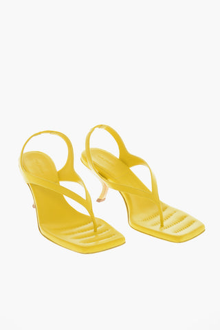 Leather Square Toe Spool Heel ROSIE Thong Sandals 9cm