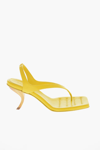 Leather Square Toe Spool Heel ROSIE Thong Sandals 9cm