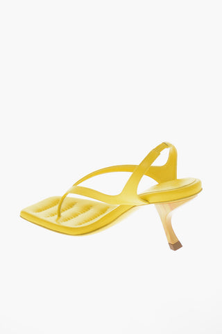 Leather Square Toe Spool Heel ROSIE Thong Sandals 9cm