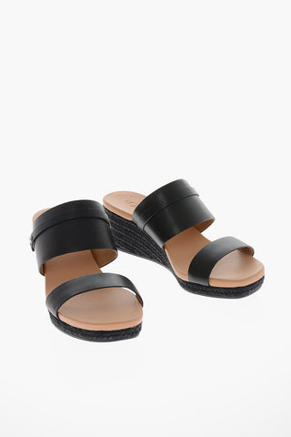 Leather EBELE Sandals with Rafia Wedge 6cm
