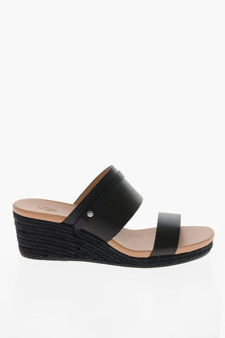 Leather EBELE Sandals with Rafia Wedge 6cm