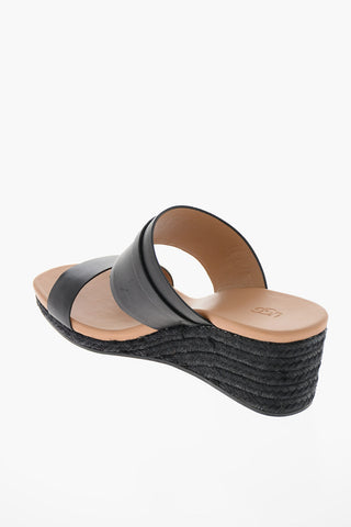 Leather EBELE Sandals with Rafia Wedge 6cm