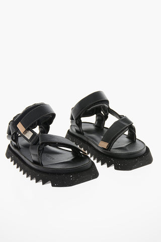 SUICOKE Leather DEPA 01 Sandals with Metal Logo Plaque