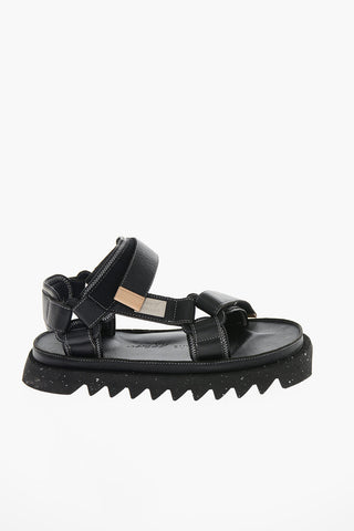 SUICOKE Leather DEPA 01 Sandals with Metal Logo Plaque