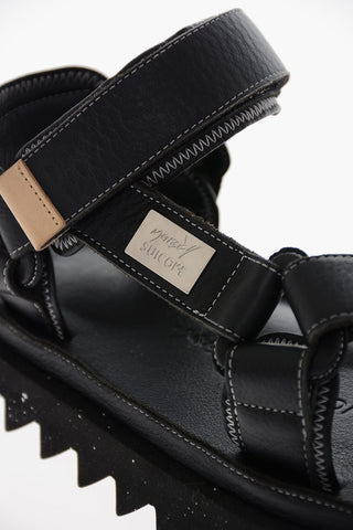 SUICOKE Leather DEPA 01 Sandals with Metal Logo Plaque