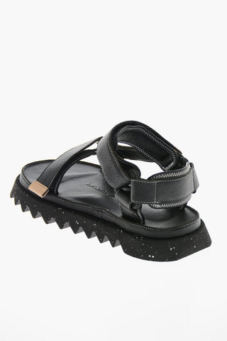 SUICOKE Leather DEPA 01 Sandals with Metal Logo Plaque