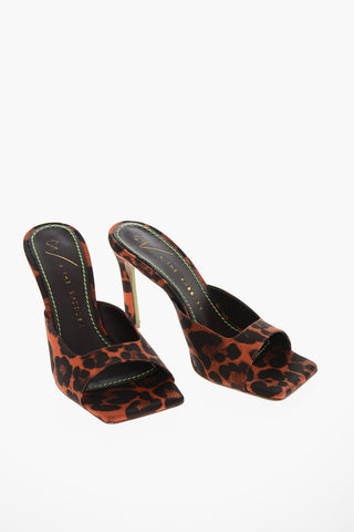 Animalier Motif Satin Mules With Square Toe 10cm