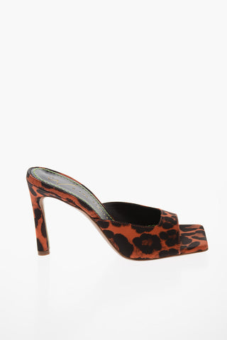 Animalier Motif Satin Mules With Square Toe 10cm