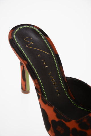 Animalier Motif Satin Mules With Square Toe 10cm