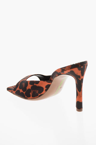 Animalier Motif Satin Mules With Square Toe 10cm