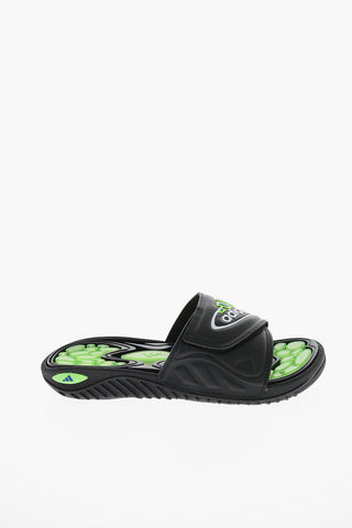 Two-Tone REPTOSSAGE Slides with Touch Strap Closure and Fluorescent Sole