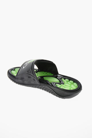 Two-Tone REPTOSSAGE Slides with Touch Strap Closure and Fluorescent Sole