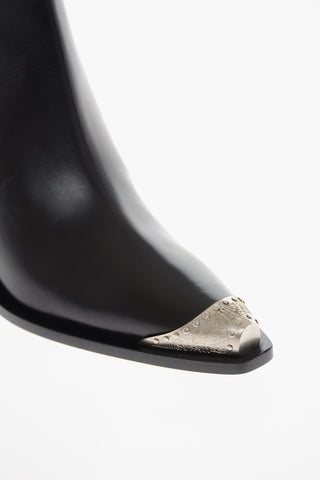 Leather Western Booties with Metal Toe 10cm