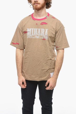 MAISON Reversible Distressed Crew-Neck T-shirt