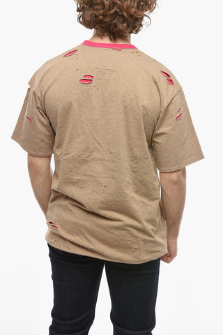 MAISON Reversible Distressed Crew-Neck T-shirt