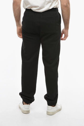 Contrasting Printed Fleeced-Cotton Joggers