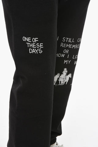 Contrasting Printed Fleeced-Cotton Joggers