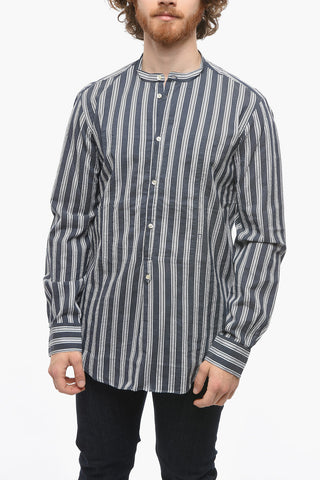 Camicia GURU A Righe Unbalanced con Collo alla Coreana