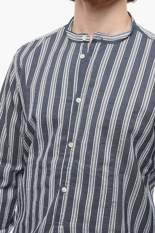 Camicia GURU A Righe Unbalanced con Collo alla Coreana
