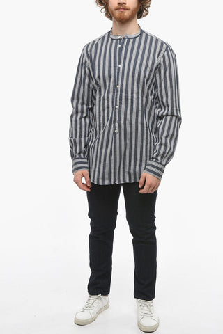 Camicia GURU A Righe Unbalanced con Collo alla Coreana