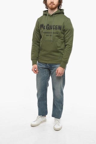 Felpa Hoodie in Cotone Garzato con Logo