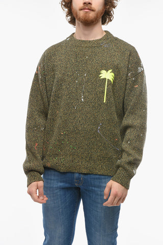 Cashmere Crew-neck Sweater with Contrasting Print