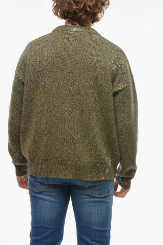 Cashmere Crew-neck Sweater with Contrasting Print
