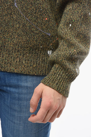 Cashmere Crew-neck Sweater with Contrasting Print