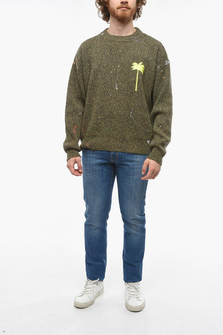 Cashmere Crew-neck Sweater with Contrasting Print