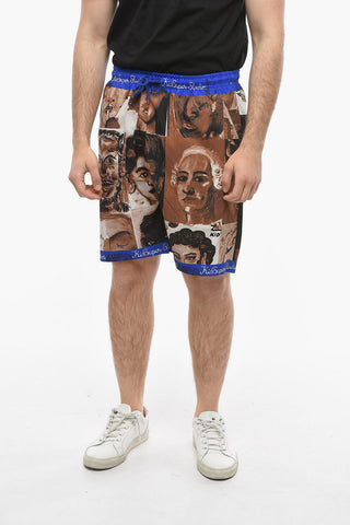 All-Over Printed Shorts with Logoed Band at the Waist