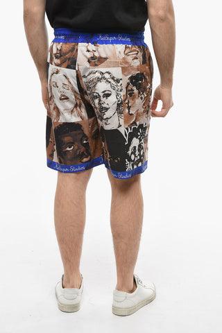 All-Over Printed Shorts with Logoed Band at the Waist