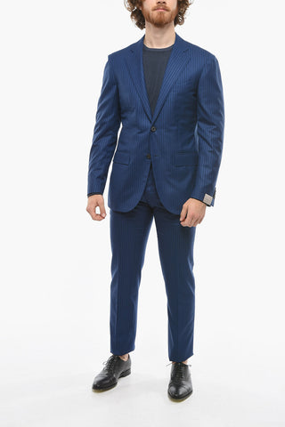 SARTORIA Pinstriped Virgin-wool Suit with Notched Lapel