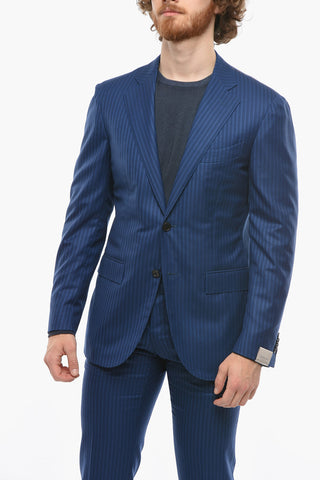 SARTORIA Pinstriped Virgin-wool Suit with Notched Lapel