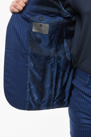 SARTORIA Pinstriped Virgin-wool Suit with Notched Lapel