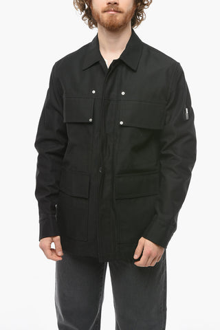 Cotton Blend Overshirt with Utility Pockets