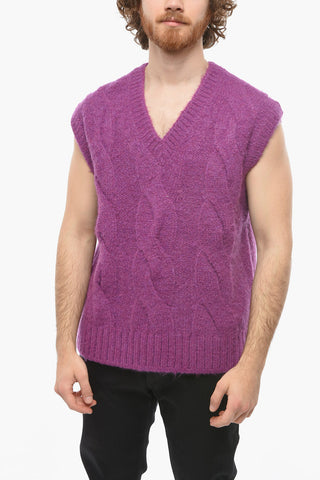V-Neck Cable Knit Vest