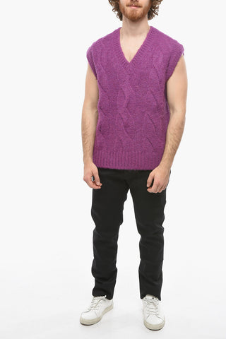 V-Neck Cable Knit Vest