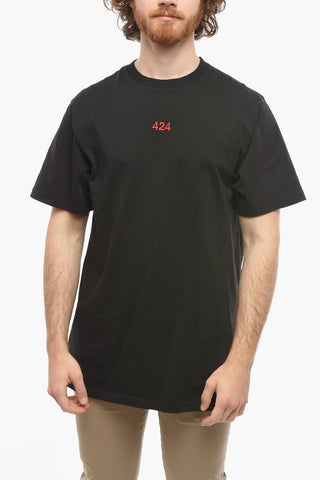 T-Shirt Girocollo con Logo Ricamato