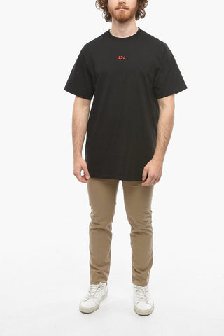 T-Shirt Girocollo con Logo Ricamato