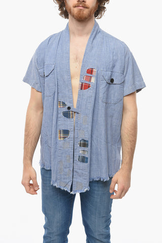 Camicia CHAMBRAY In Denim con Toppe a Quadri