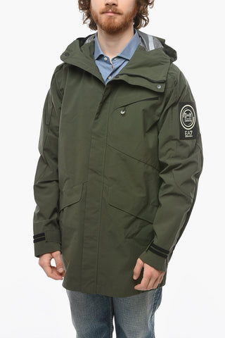 EMPORIO Multipocket Hoodie Windbreaker Jacket with Logo Patch