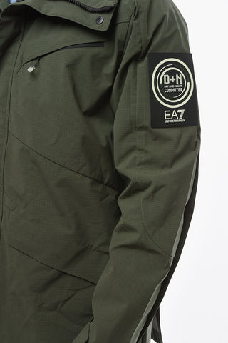 EMPORIO Multipocket Hoodie Windbreaker Jacket with Logo Patch