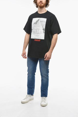 Contrasting Maxi Printed Crew-Neck T-shirt
