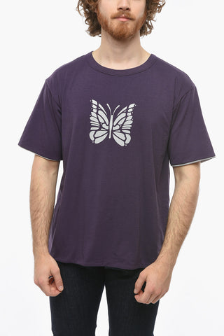 T-Shirt Girocollo con Stampa Farfalla