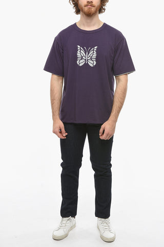T-Shirt Girocollo con Stampa Farfalla