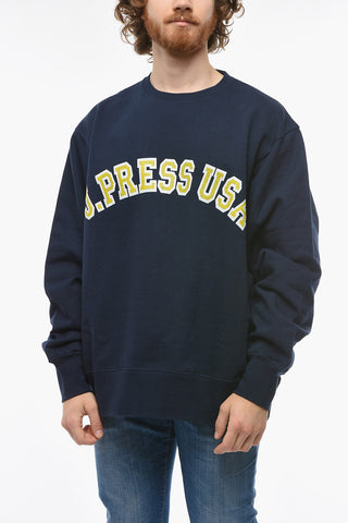 Felpa Girocollo in Cotone Garzato con Logo Stampato
