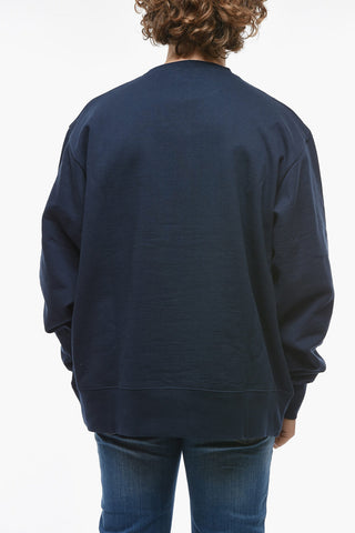 Felpa Girocollo in Cotone Garzato con Logo Stampato