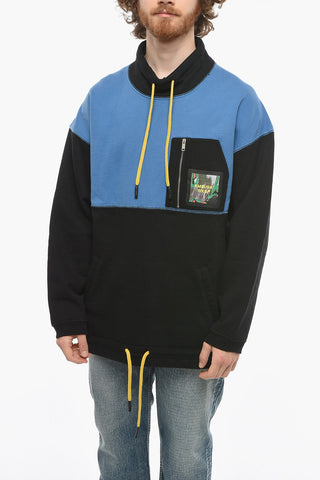 Mock Neck DEEP MAHOGANY Color Block Motif Sweatshirt