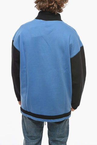 Mock Neck DEEP MAHOGANY Color Block Motif Sweatshirt